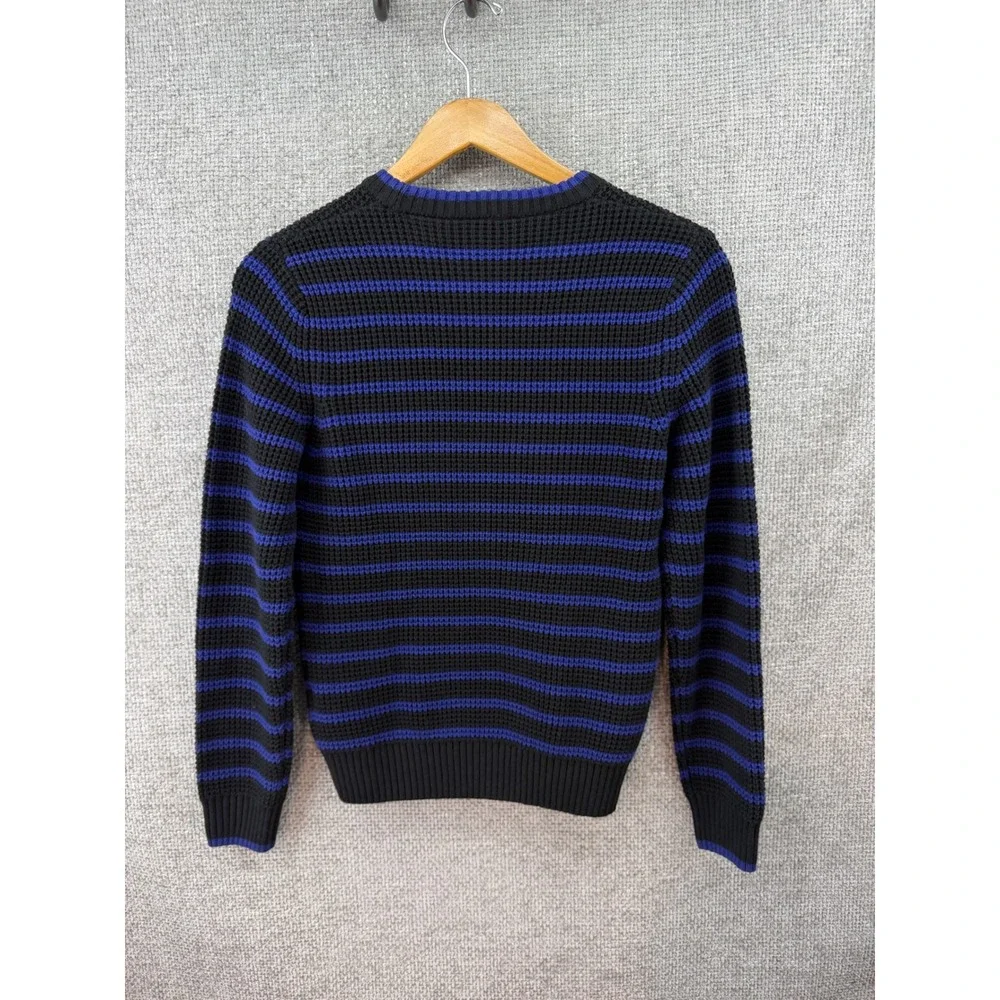 Scotch & Soda Sweater Kids Large Black Blue New Striped Waffle Knit Crewneck